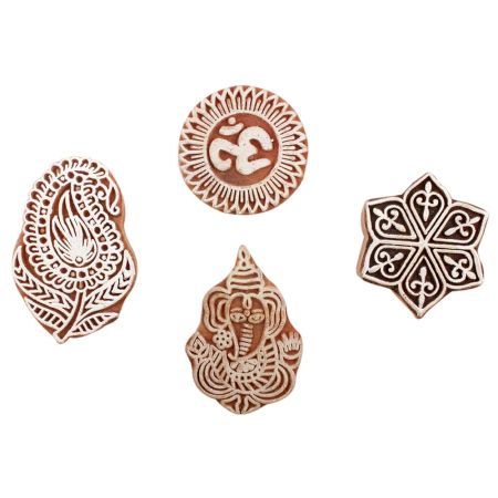 Set of 4 Piece New Mix Wooden Printing Block